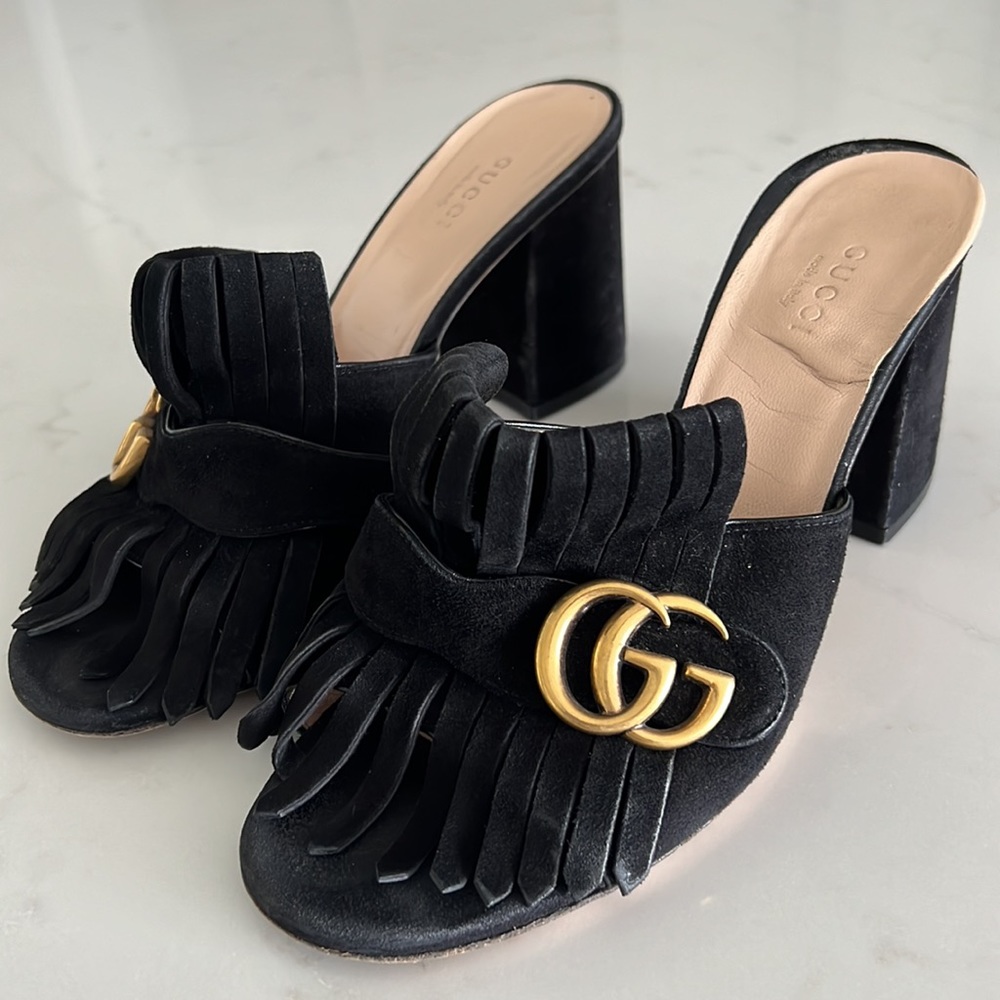 Gucci GG fringe mules size 8
